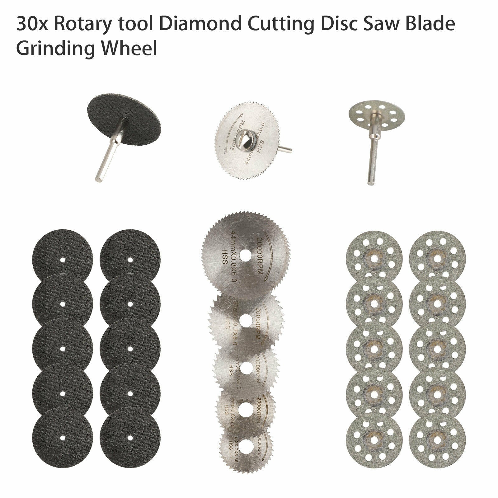 30Pcs Cutting Wheel Set for Mini Drill Dremel Rotary Tool Accessories w/ Mandrel