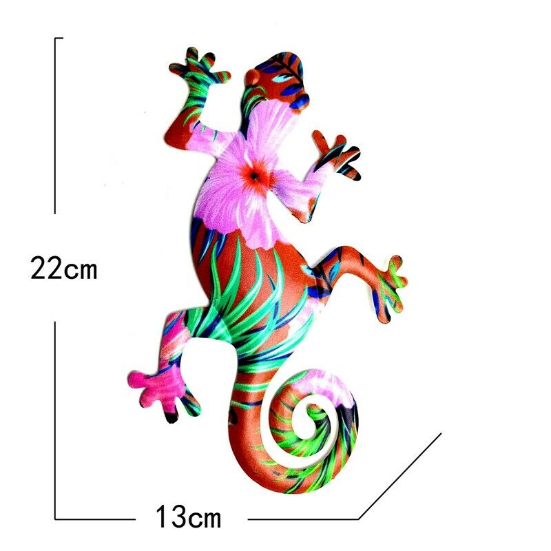 6PCS Wall Hanging Metal Gecko Wall Art Decoration Durable Iron Garden Art ScZ8C7