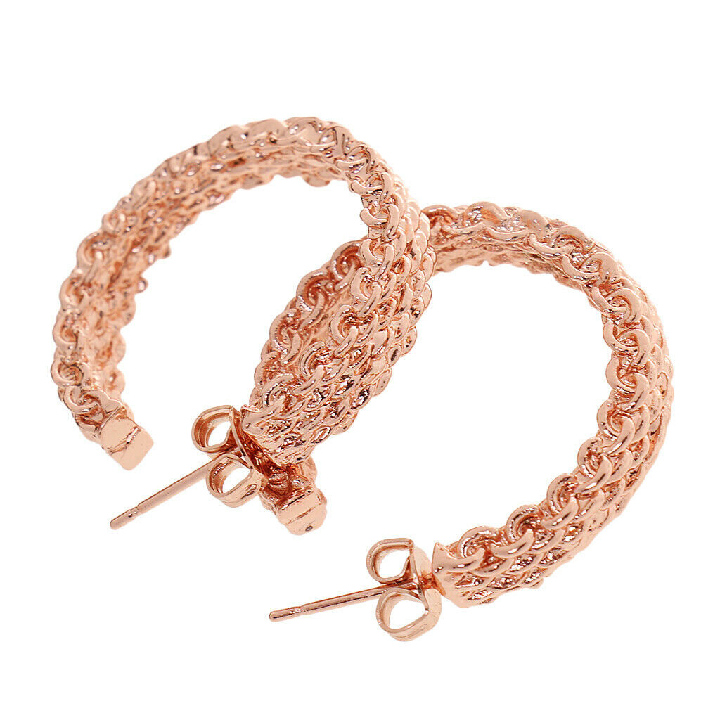 Women Weave Twist Large Round Circle Sleeper Hoop Earrings Ear Jewelry
