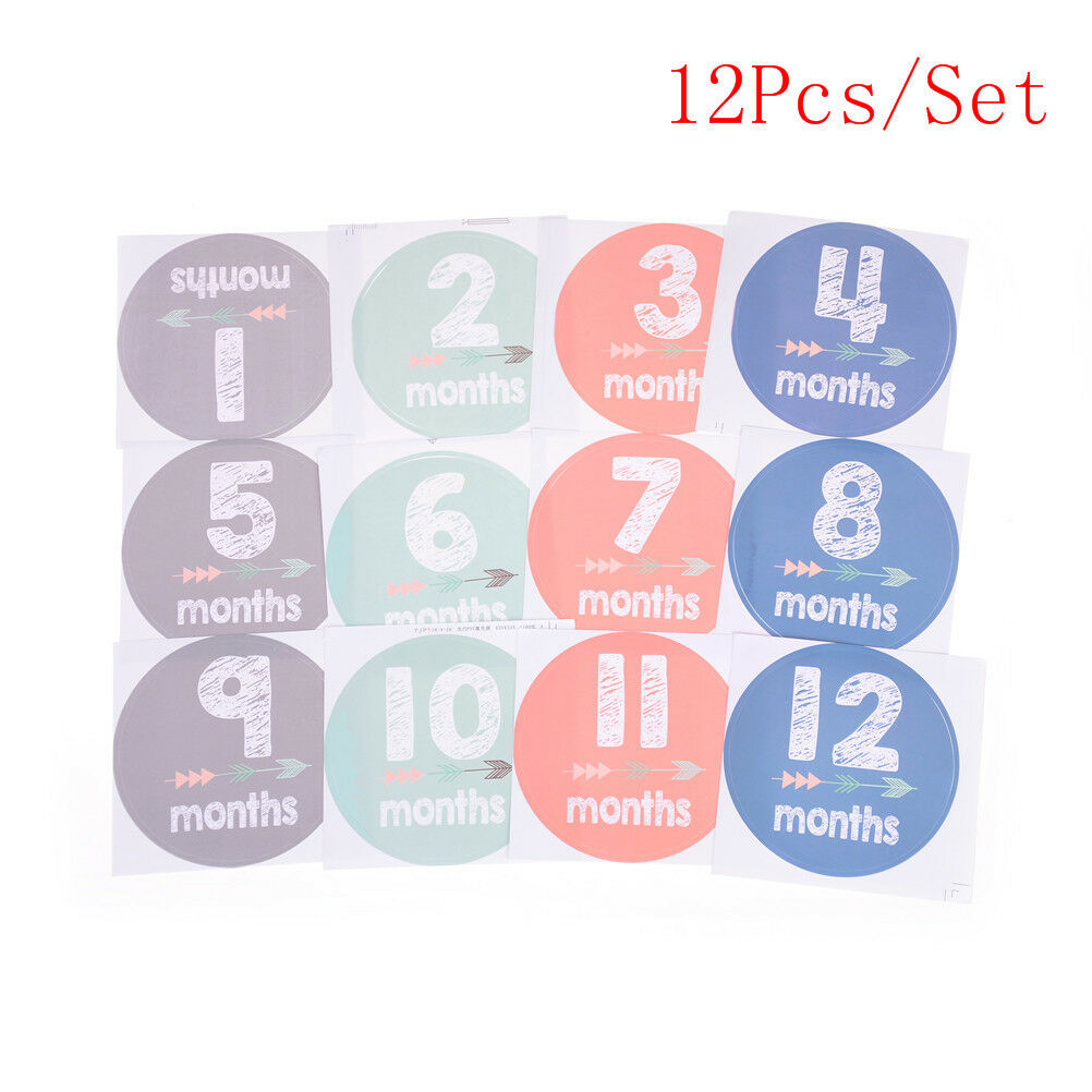 12Pcs/Set Baby 1-12 Monthly Photograph Stickers DIY Baby Shower Stickers J.l8