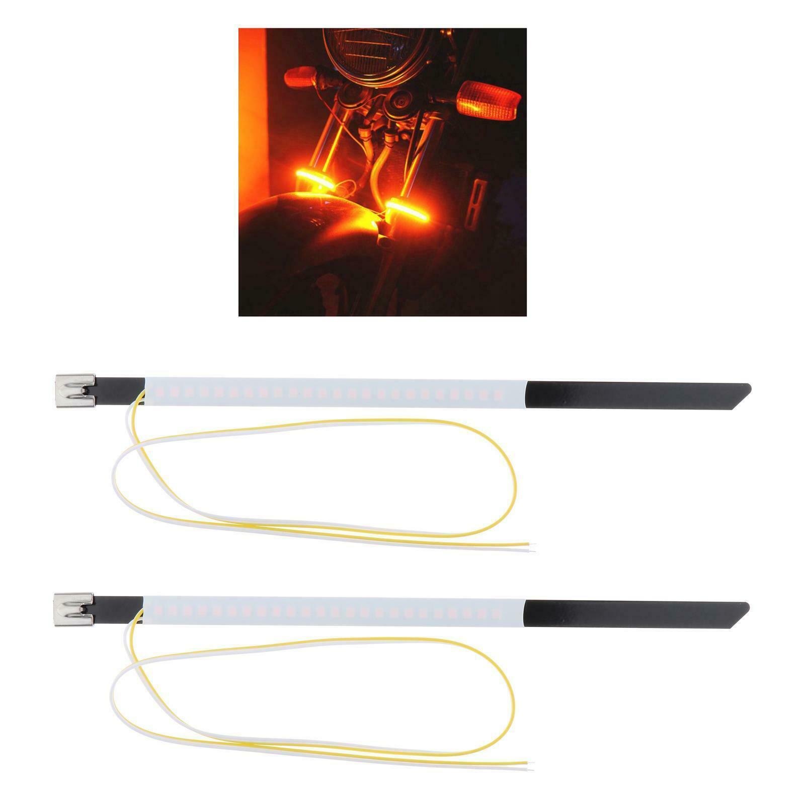2x LED Motorbike Flexible Turn Signal Amber Brake Tail Light for Kawasaki