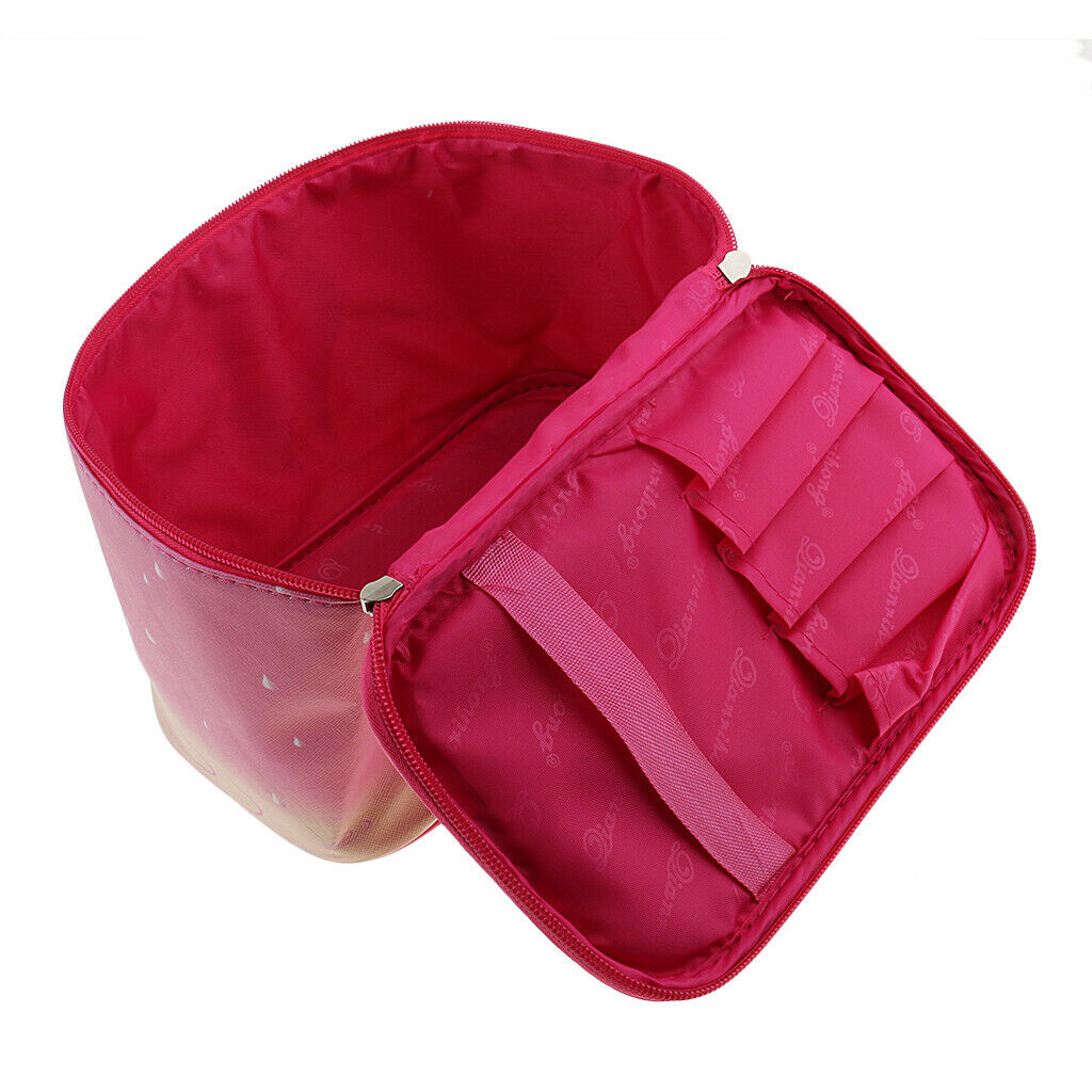 Travel Makekup Box Bag Cosmetic Pouch Holder Toiletry Organizer Zip Rose Red