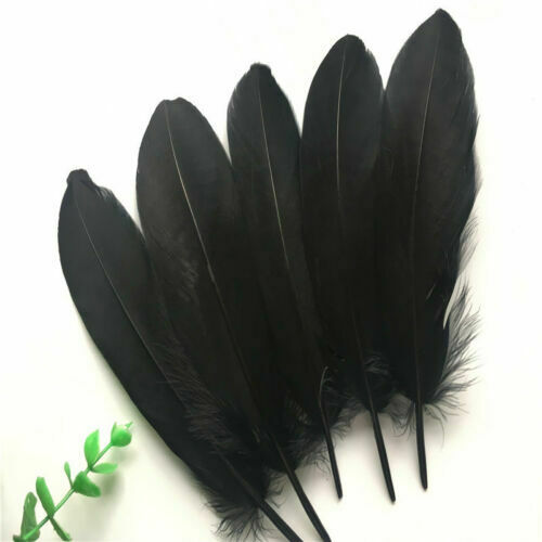 Black Beautiful natural goose feather 15-20cm / 6-8inches 50pcs