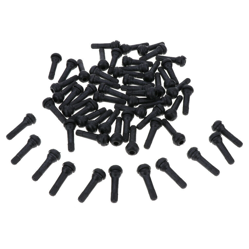 100pcs Snap-In Black Rubber Valve Stems TR414 for Tubeless 0.453inch 11.5mm Rim