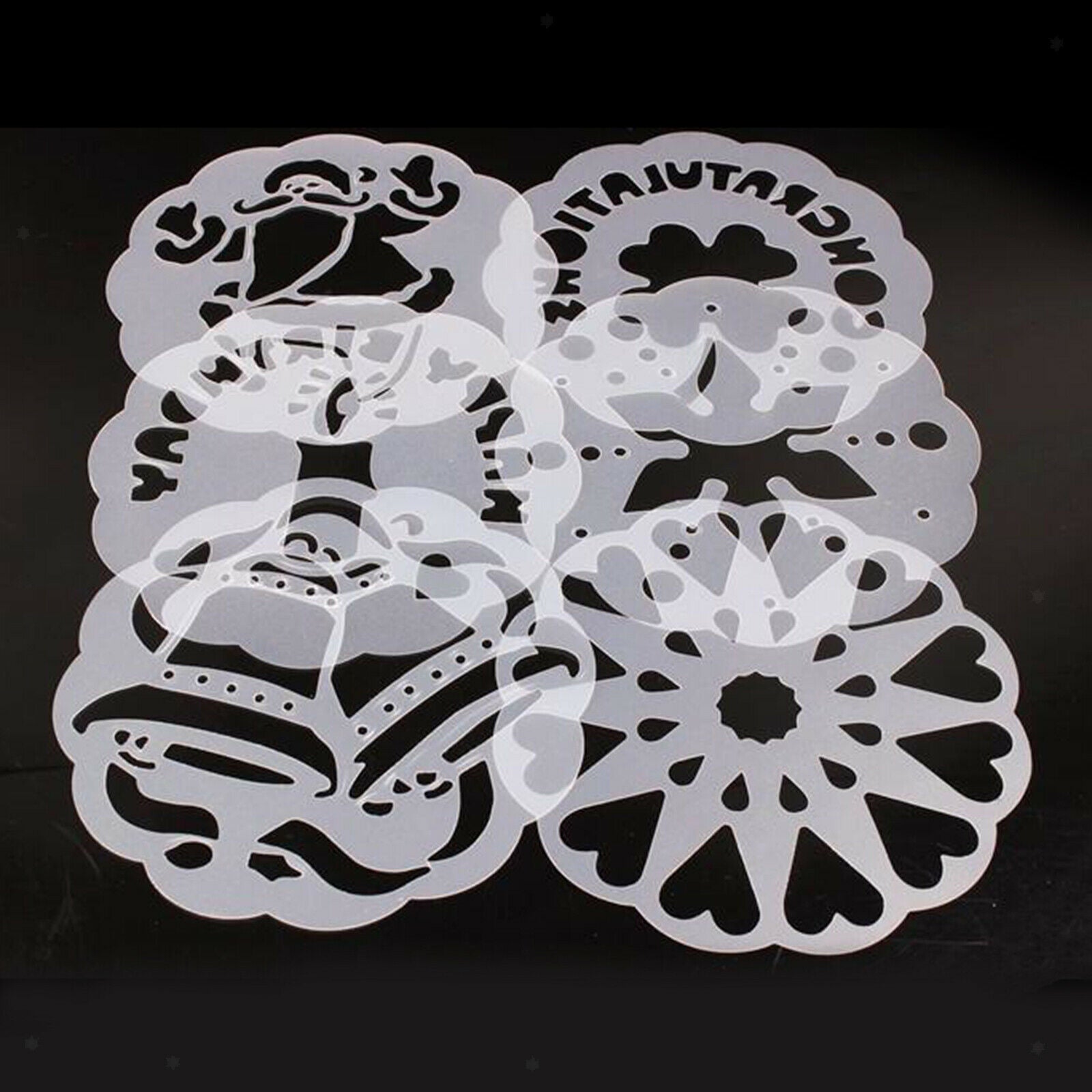6x Snowflake Jingle Bell Cake Stencils Cookie Fondant Mold Baking Decor
