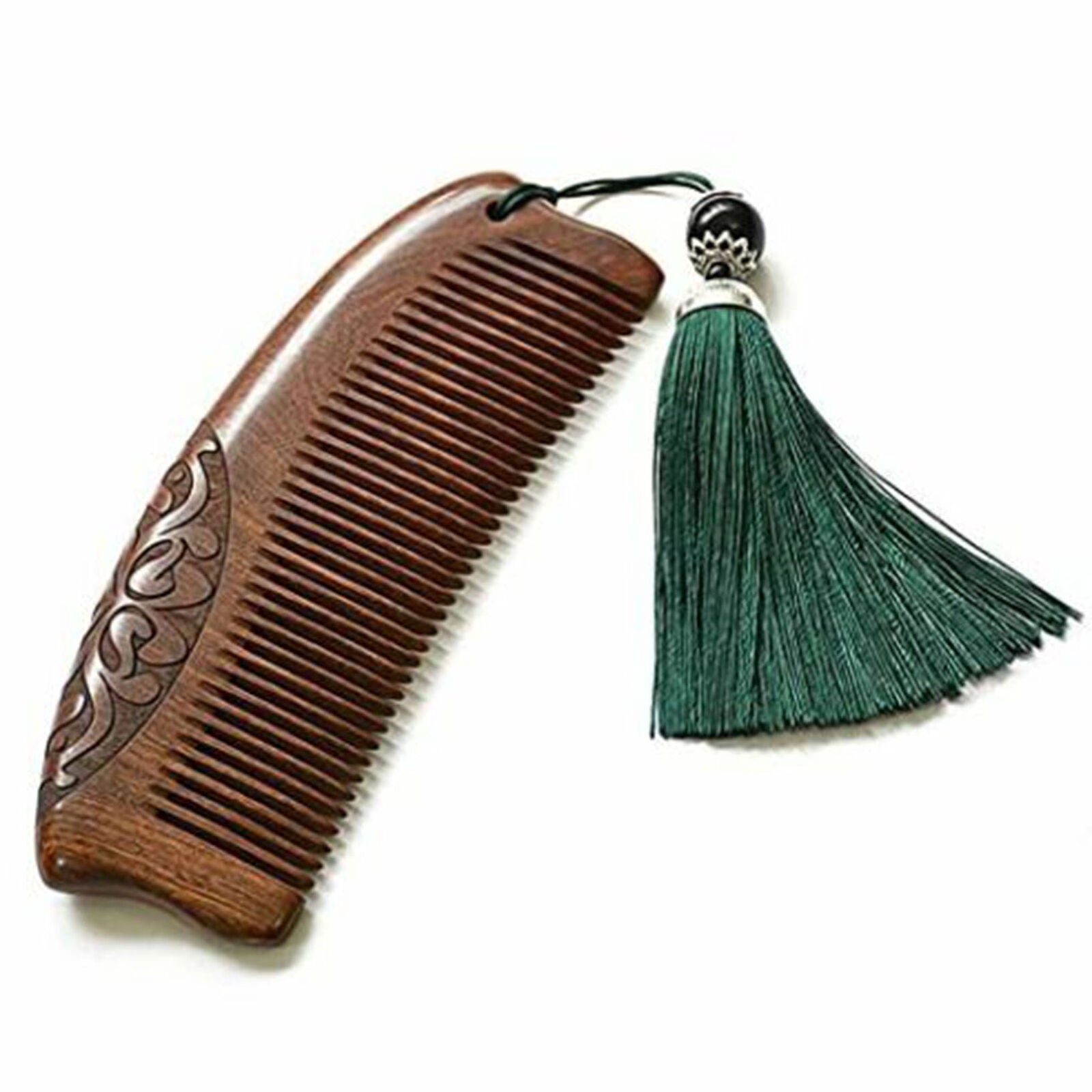 Hair Comb, Handmade Wood Comb, Green Fine Tooth Wooden Comb