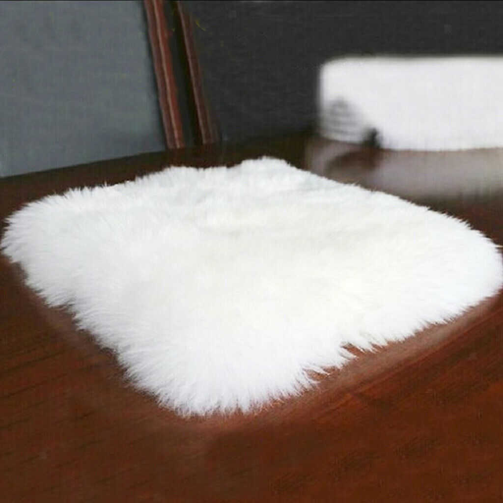 2Pcs Faux  Rug Armchair Pad Soft Square Rugs Home Bedroom Decor Floor Mat