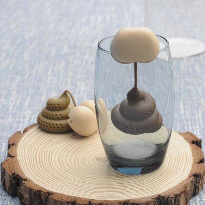 Poo Turd Shape Silicone Tea Strainer Filter Infuser Prank Trick Prop Drin.l8