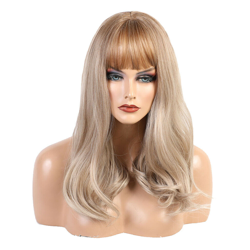 Shoulder Length Wavy Curly Fashion Blonde Wig for Daily Costume Ombre Blonde