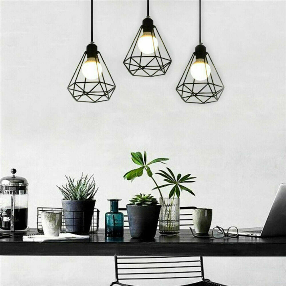 Large Metal Pendant Shades Geometric Industrial Design Lights Easy Fit Lighting