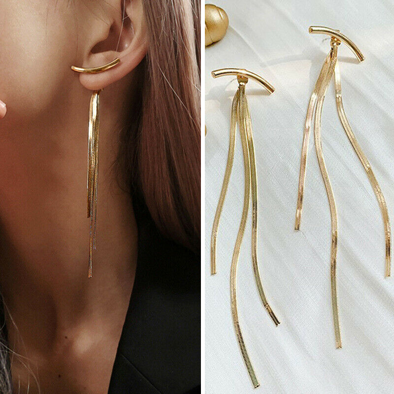 Women Ear Stud Gifts Earrings Drop Dangle Jewelry Chain Long Tassel Fashion