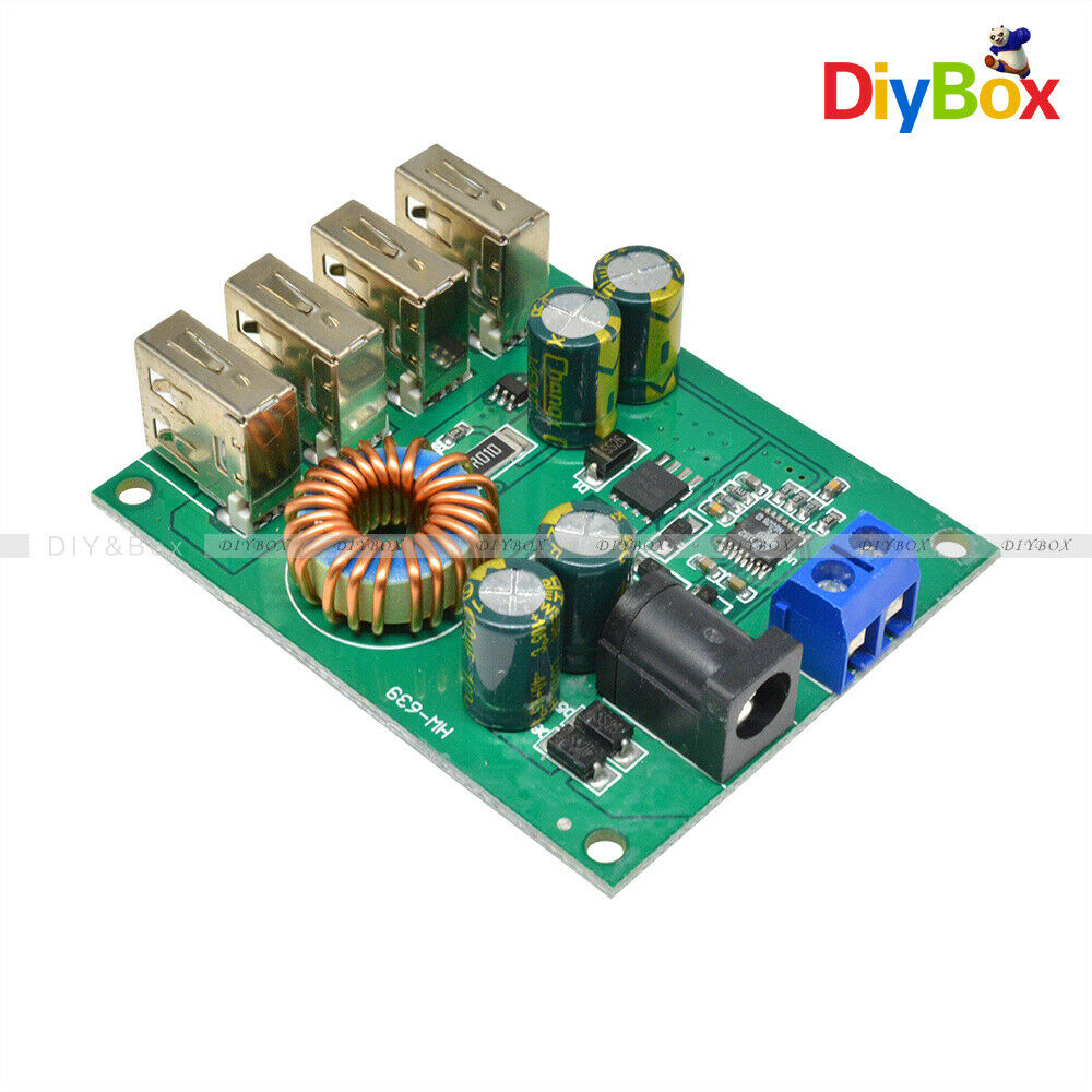 DC-DC 7-60V To 5V 5A 4 USB Buck Converter Step Down Car Power Supply Output
