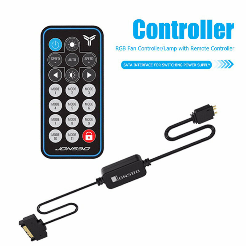 RGB Controller Remote Control 5V 3Pin SATA Power Supply Memory LED Cool Light