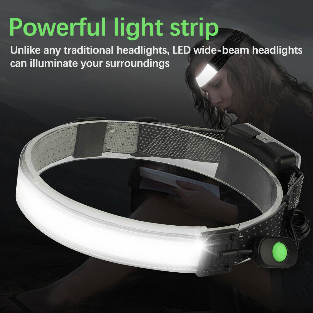 LED Head Band Light Flashlight Headlamp 3Mode Broadbeam Torch Lamp Waterproof
