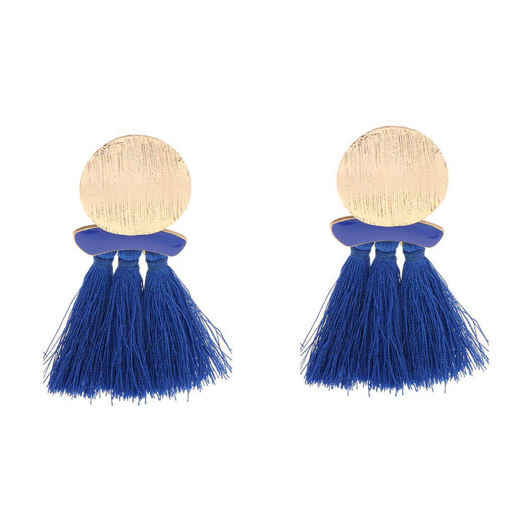 Fashion Statement Tassel Drop Earrings for Women Girl Wedding Bohemian Blue