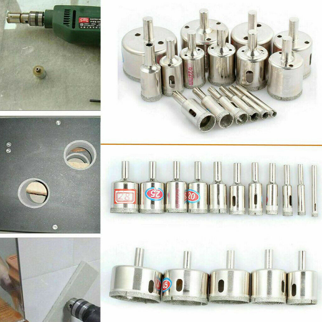 16PC Diamond Holesaw set Holes Saw Drill Bit Glass Marble Ceramic Cutter Tile