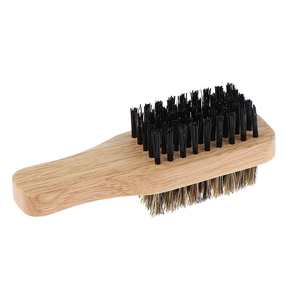 3Pcs Men 2-side Wave Hair Bristle Beard Mustache Brush w/ Wood Handle X+M+L