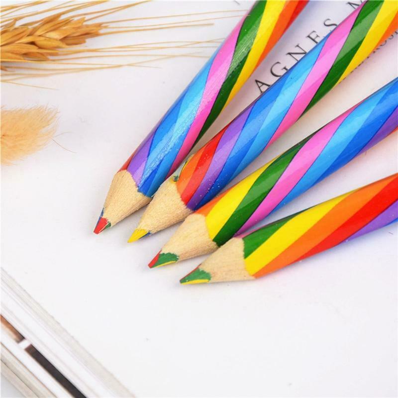 4 PCS Rainbow Pencil Pencil Student Pencil Rainbow Pencil DIY Painting Drawing