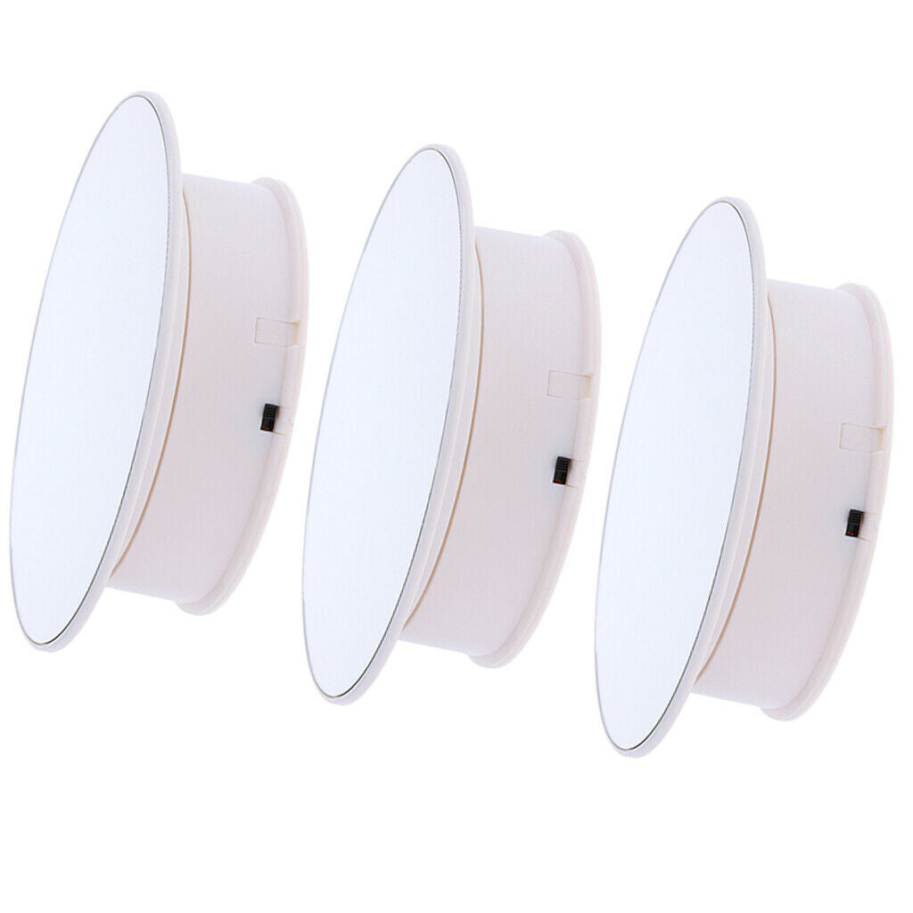3 Set Battery Powered Two Rate Rotating Display Stand Mirror Top&White Base