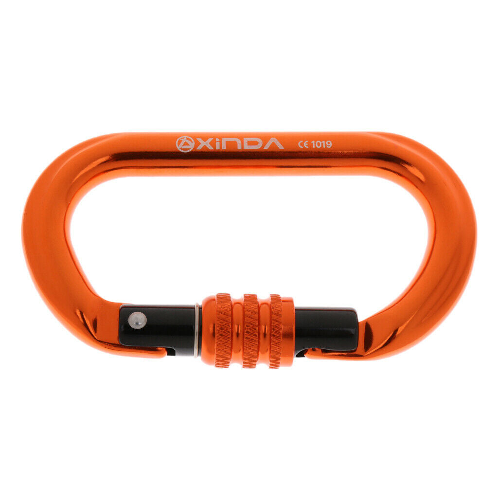 2pcs 25KN Aluminum Climbing Carabiner Screwlock O-shaped Buckle