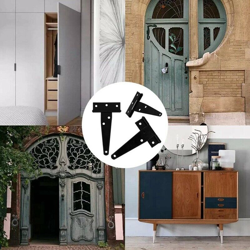Black T-Shaped Belt Hinge Shed Door T-Shaped Door Hinge Rust-Proof Barn DoorY1B4