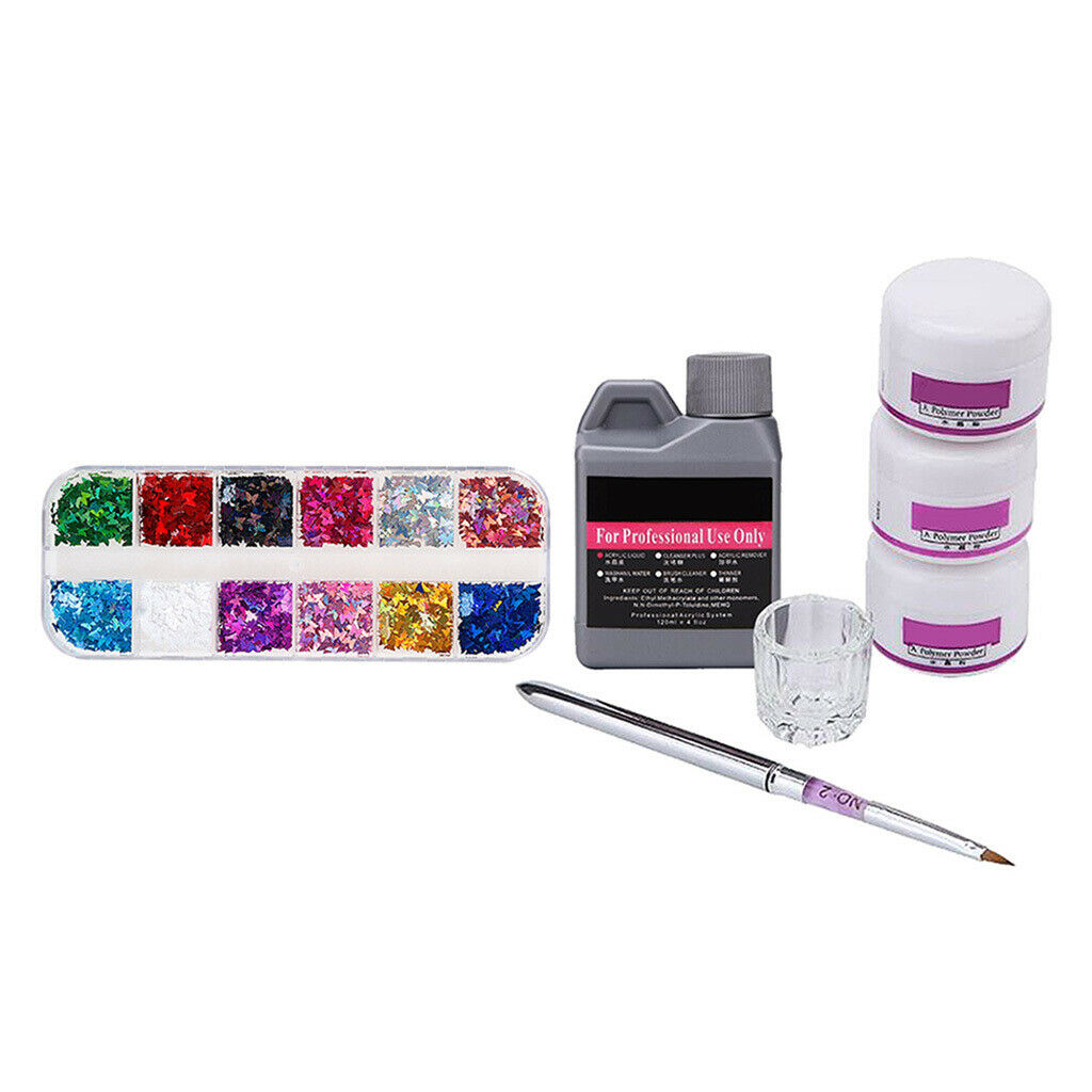 Nail Art Kit Acrylic Powder 120ml Liquid Nail Paillettes Manicure Supplies