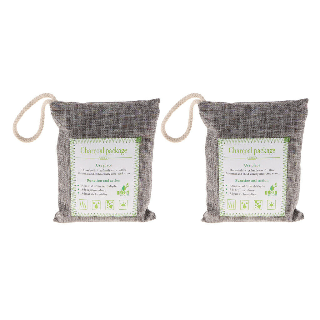 2x Bamboo Charcoal Natural Air Purifying Freshener Bag Odor Eliminator Gray
