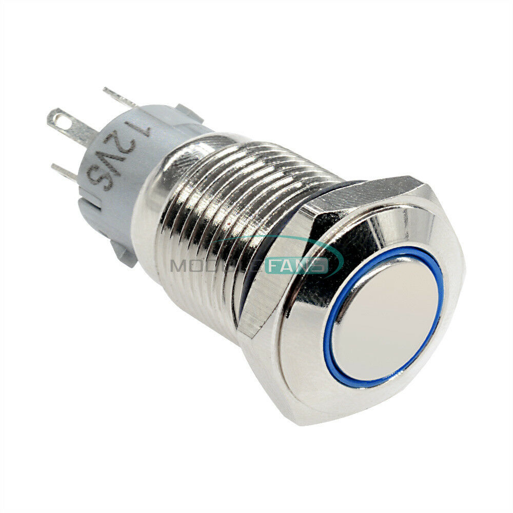 12V 5Pin 16mm DIY auto Push Power Button LED Angel Eye Push-buttons Metal MF