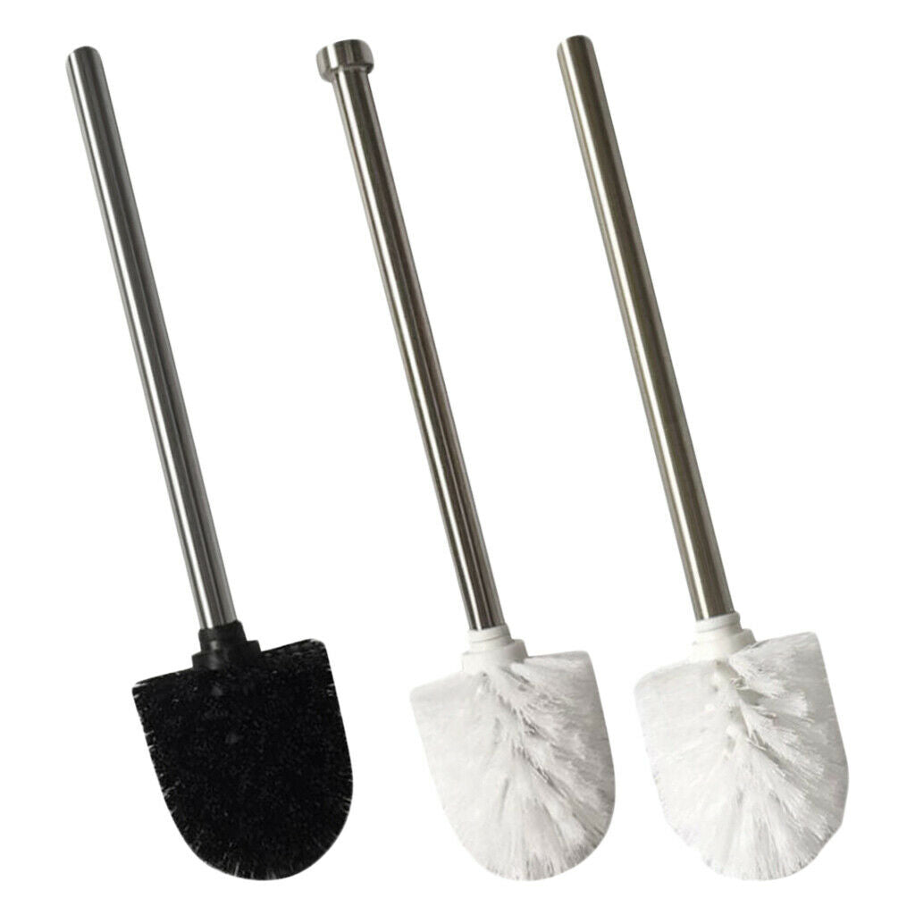 Toilet Bowl Brush, Stainless Steel Long Handle -- White