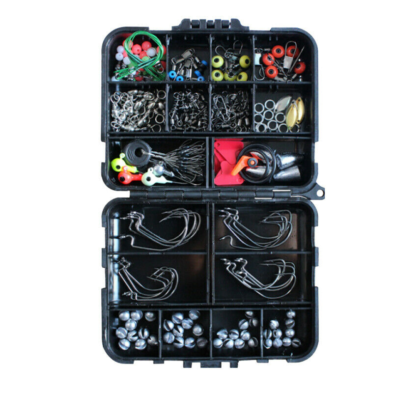 160/187pcs Set Fishing Accessories Tackle Kit with Fishing Hooks, Weights, Etc -
