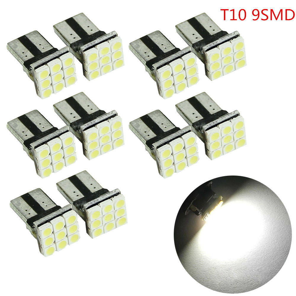 10pcs T10 2835 9SMD LED Car License Plate Light Tail Bulb 192 194 168 W5W White
