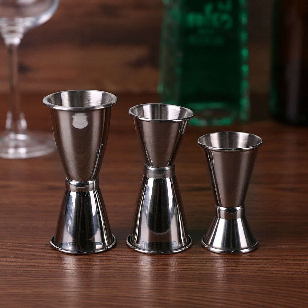 3Pcs Stainless Steel Cocktail Drink Tool Mixer Measuring Cup Jigger Measurer Set