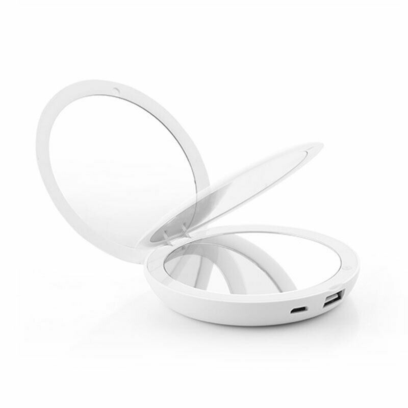 Pocket Mirror 3 IN 1 - Magnifying, Light And Power Bank - New