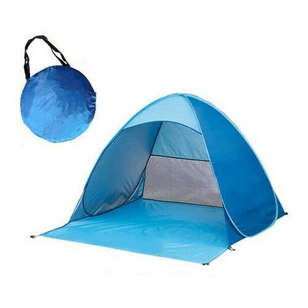 blue Beach Tent UV Protection Fully Sun Shade Quick Open Beach Awning