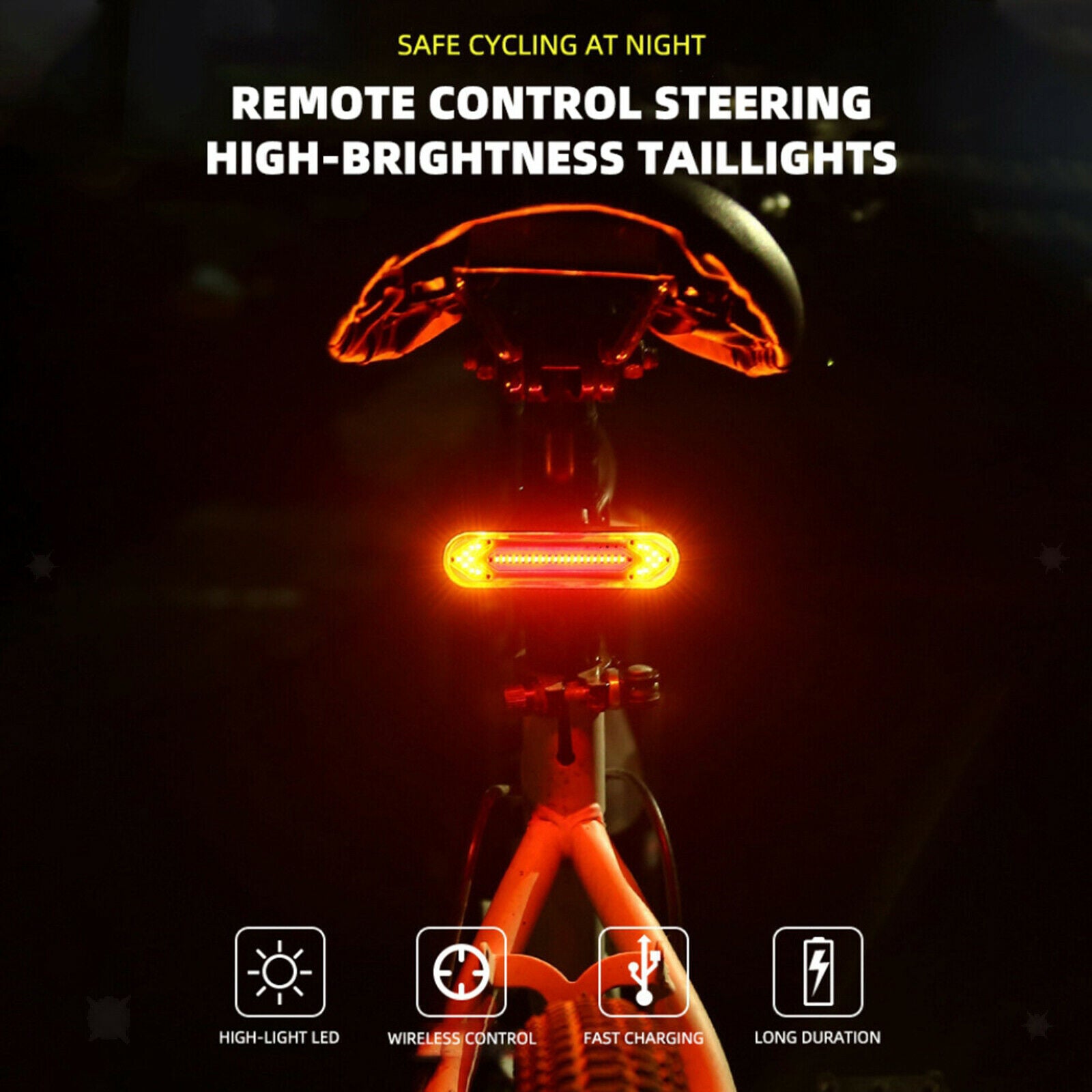 Bike Light with Automatic Brake Light Remote Control Fits On Any Road Bikes