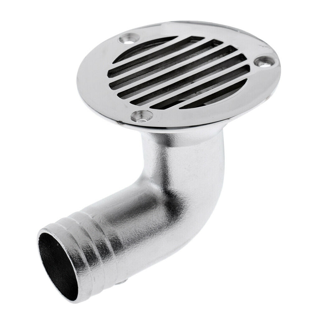Mirror Polish 316 Stainless Steel 90 Degree Boat Deck Drain Grate 1-1/4 Inch For