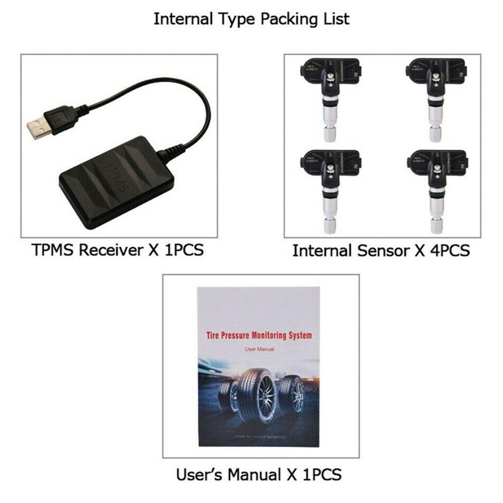 USB Android TPMS Car Tire Pressure Monitoring System+4 Internal Sensors