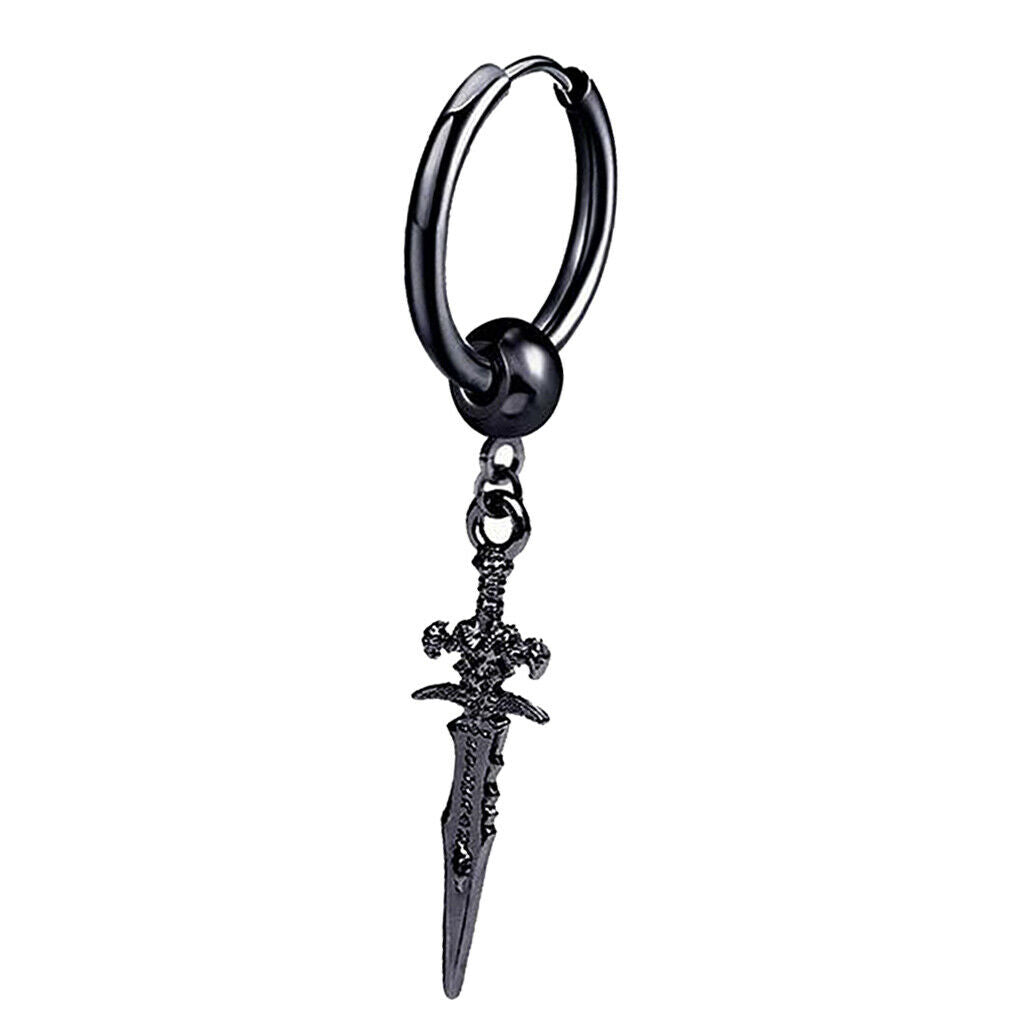 2PC Modern Long Dangle Earrings Earclip Cross Spike Huggie Hoop Stud Women
