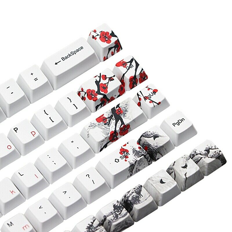 Novelty Allover Dye Subbed Plum Blossom 68 Key Profile Keycap for RK68 NIZ68 SY9