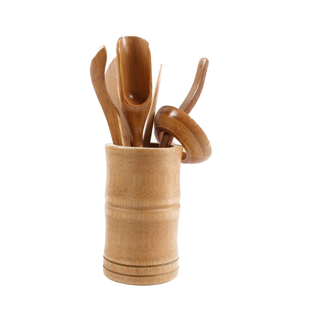 7 Pieces Tea Tools Set of Six Bamboo Crafts Tea Utensils Tea Needles Suit