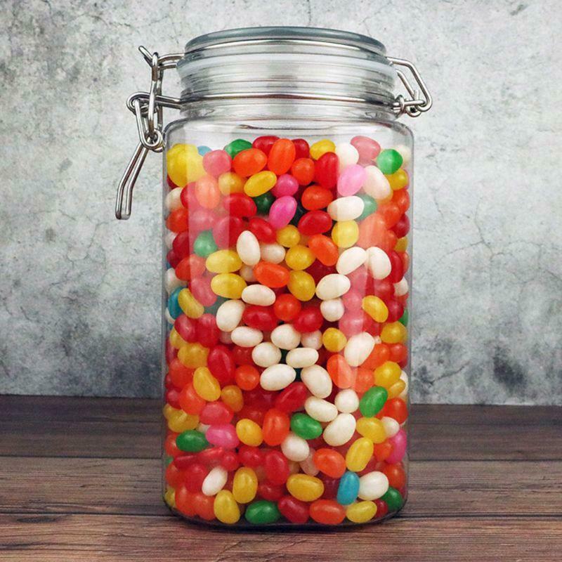 1550ML Plastic Square Clip Top Storage Jar With Airtight Seal Lid Food Container