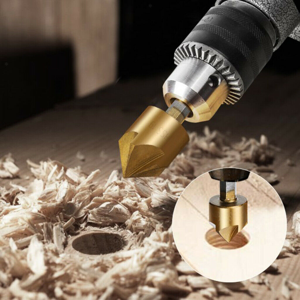 6pcs 90° HSS 5 Flute Durable Countersink Drill Bit Chamfer Cutter 6mm-19mm
