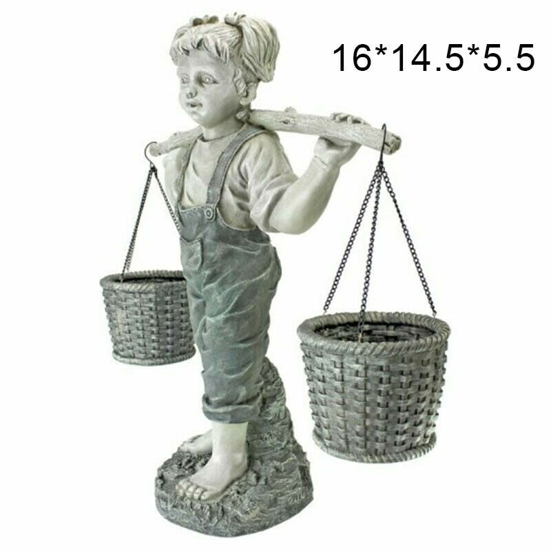 Flowers for Felicity Little Girl Garden Statue Two Tone Stone Garden StatuesBDA