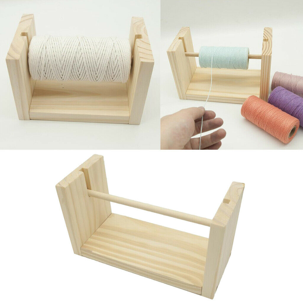Natural Wooden Bobbins Thread Spools Rack Sewing Wire Storage Winding L
