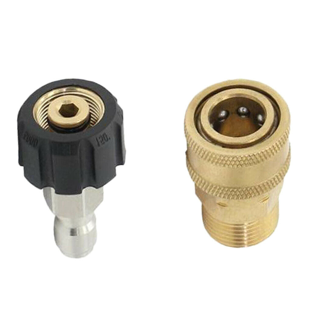 Set of 2 Pressure Washer Brass Quick Release Adapter M22/14 to 1/4'' Tool