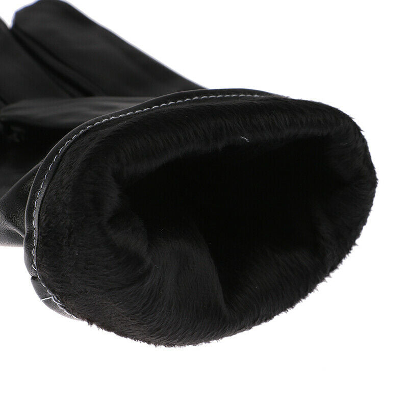 Leather Gloves Full Finger Mens Motorcycle Driving Winter Warm Touch Screen US
