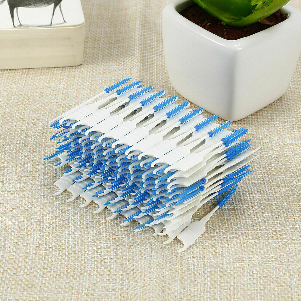 120Pack Dual Toothpick Oral Interdental Cleaner Teeth Floss Dental Gum Brush