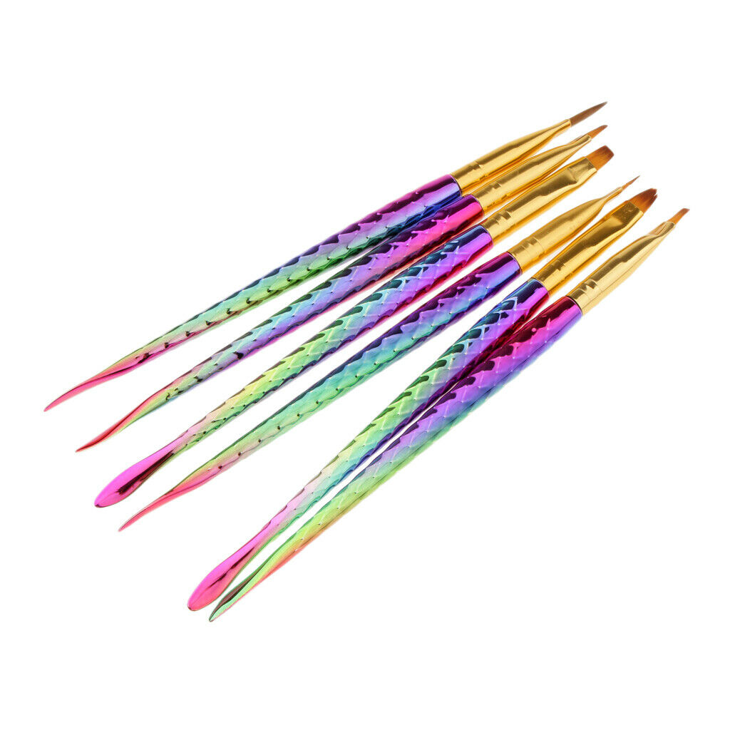 6 Pieces Professional Nail Art UV Gel Design Pen Polish Brush Dotting Drawing