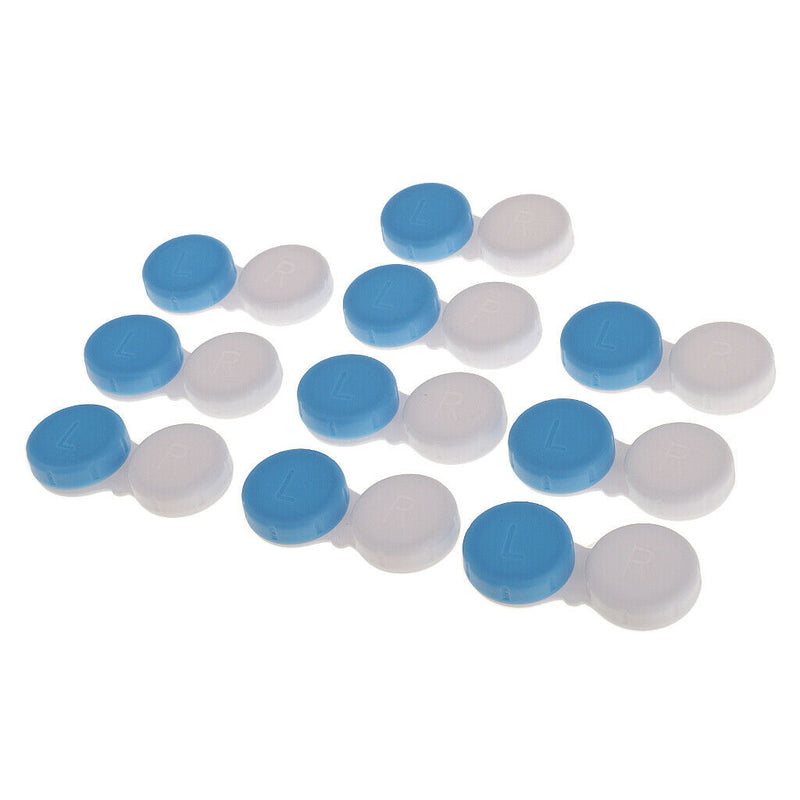 10 Pieces Mini Contact Lens Box Travel Soaking Case Blue,Non-Transparent