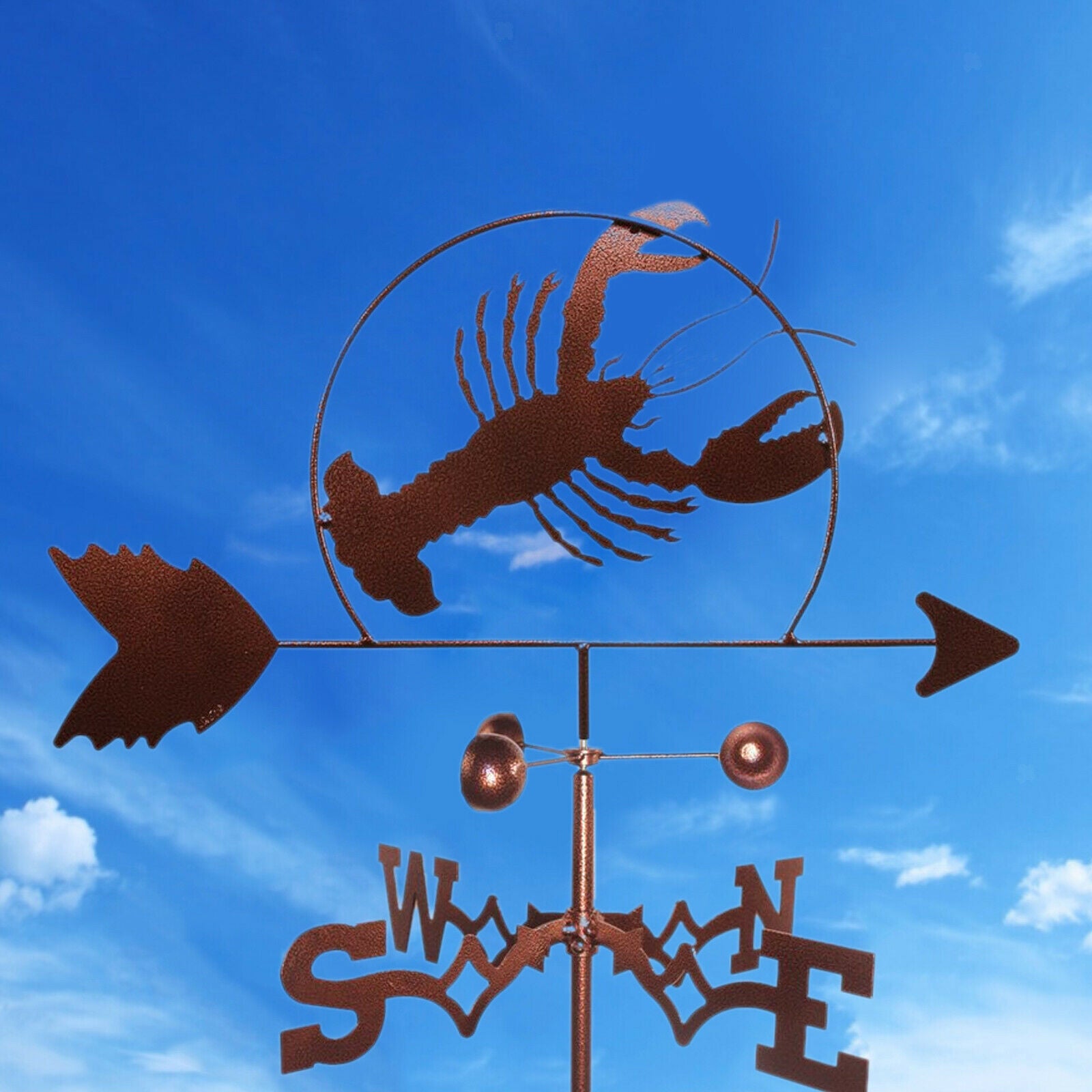 Roof Weather Vane with Lobster Silhouette Statue Garden Stake Weathervane